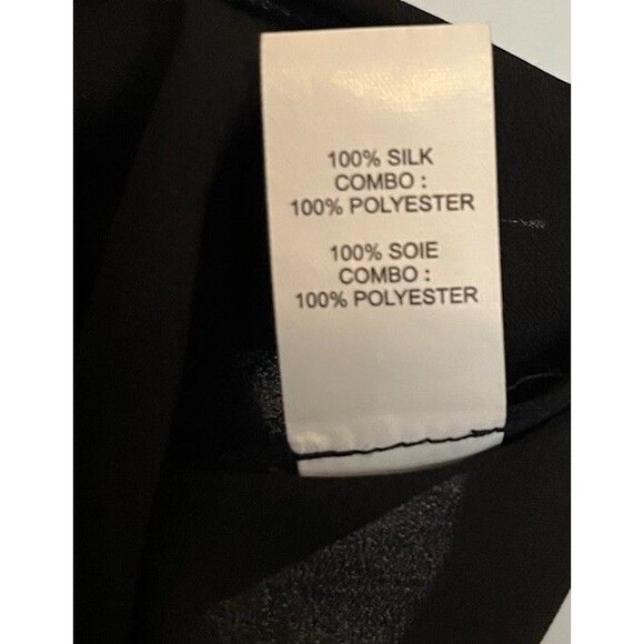 Ramy Brook Black 100% Silk V Neck Pleated Sleeve Blouse Size Medium - Picture 8 of 12